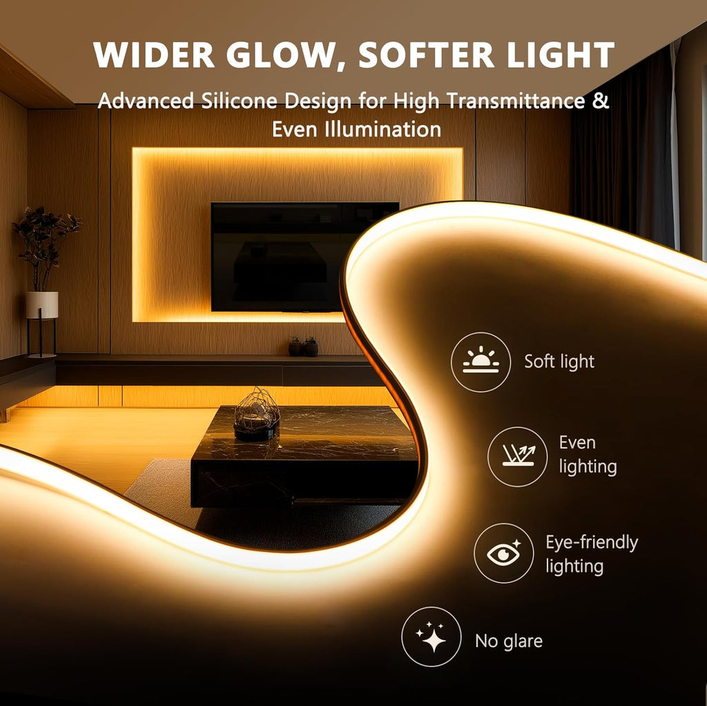 V4light 12V CCT Adjustable LED Strip Light, 2700K–5000K, Cuttable Silicone LED Tape, 16.5ft, 7W/m, CRI90+, for Bedroom, Living Room & Kitchen（Driver Not Included)）