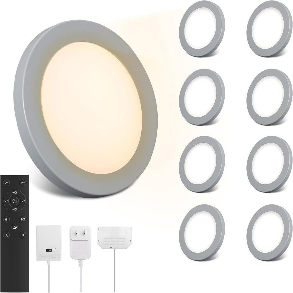 Smart LED Puck Lights,Under Cabinet Lighting Kit with App, Voice, Remote & Hand Control, Works with Alexa & Google Home, Dimmable & Adjustable Color Temperature for Kitchen, Closet, Shelf（8 Pack）