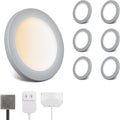 LED Puck Lights, 6mm Ultra-Thin Plug in Under Cabinet Lighting with Touch Dimmer, Adjustable Color Temp(2700K-6500K), Easy Installation for Kitchen, Pantry, Closet, Bedroom (6 Pack Grey)