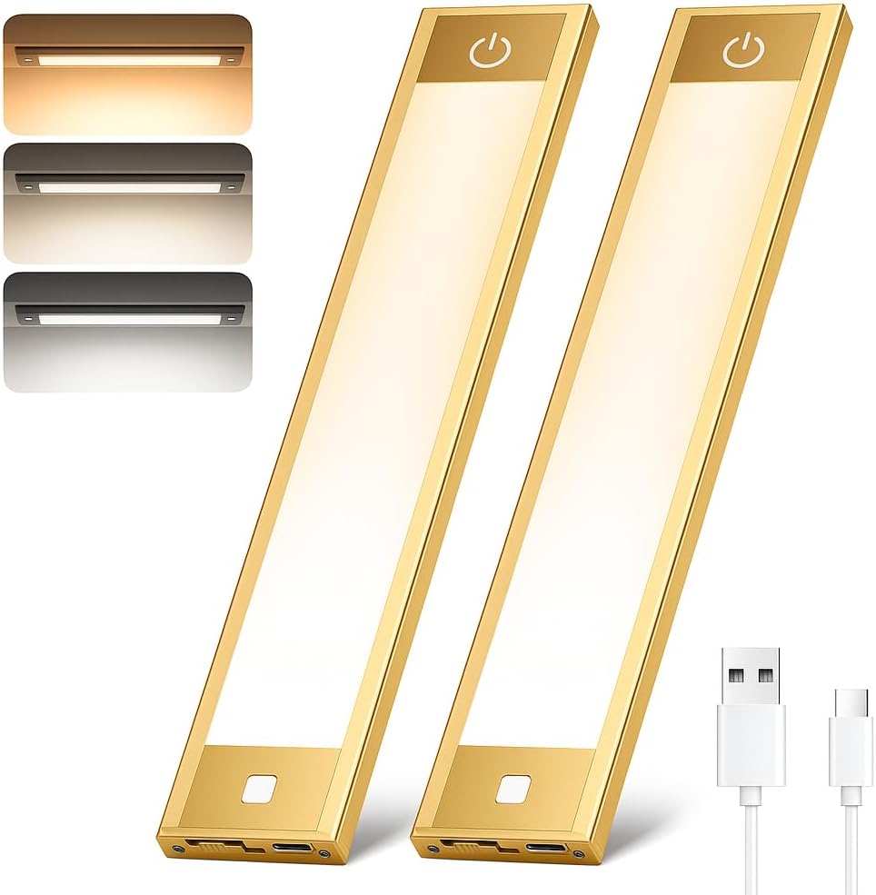 Rechargeable Under Cabinet Lighting, Motion Sensor Wireless Night Light, Dimmable CCT Adjustable, Magnetic Mount for Kitchen, Closet, Bedroom, Reading, Ambience ( 2 Pack, 9 in)