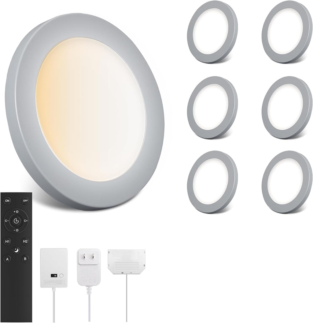Smart LED Puck Lights,Under Cabinet Lighting Kit with App, Voice, Remote & Hand Control, Works with Alexa & Google Home, Dimmable & Adjustable Color Temperature for Kitchen, Closet, Shelf（6 Pack）