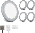 LED Puck Lights, 6mm Ultra-Thin Plug in Under Cabinet Lighting with Touch Dimmer, Adjustable Color Temp(2700K-6500K), Easy Installation for Kitchen, Pantry, Closet, Bedroom (4 Pack Grey)