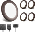 LED Puck Lights, 6mm Ultra-Thin Plug in Under Cabinet Lighting with Touch Dimmer, Adjustable Color Temp(2700K-6500K), Easy Installation for Kitchen, Pantry, Closet, Bedroom (4 Pack Brown )