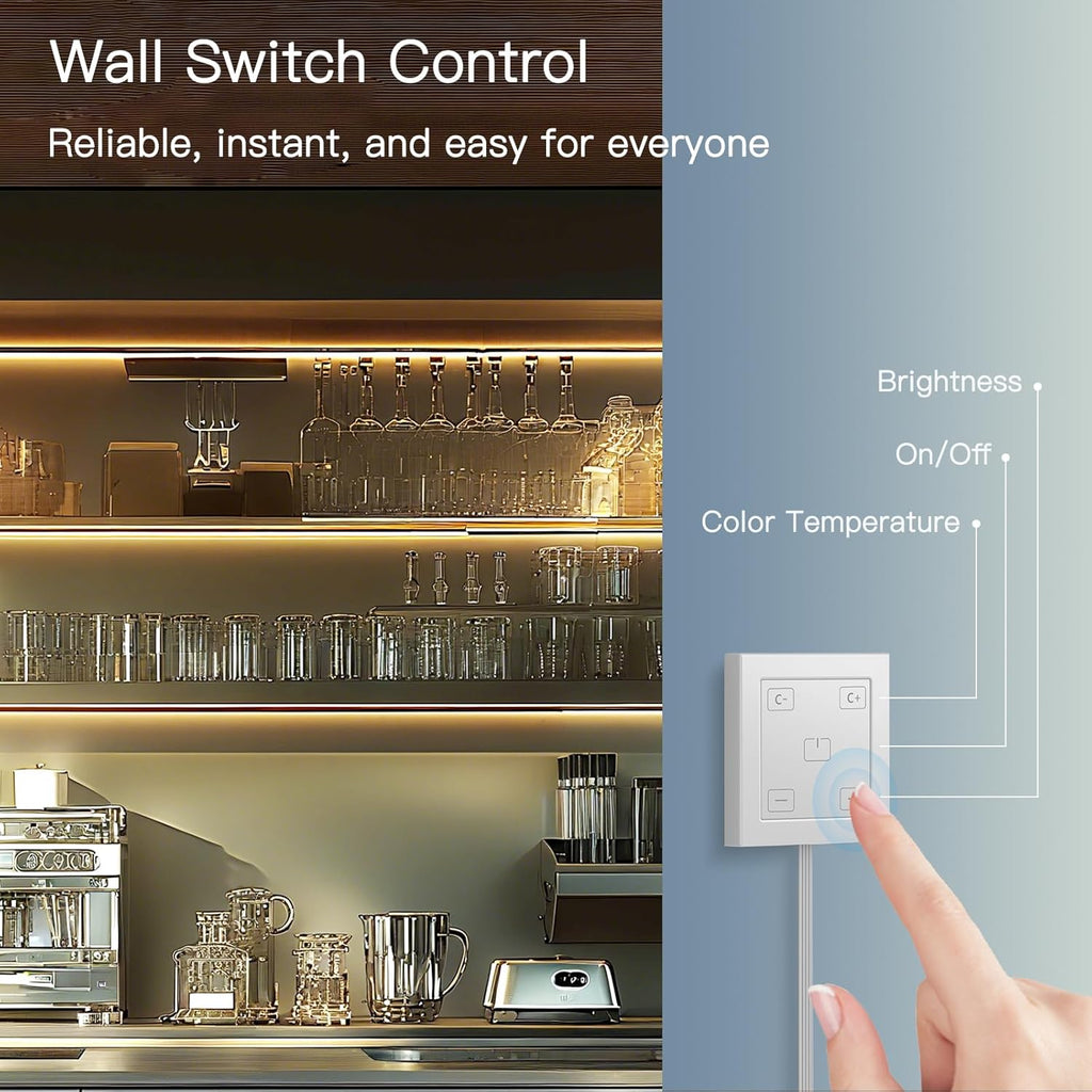 12'' Aluminum Under Cabinet LED Lights, 6-Pack Ultra-Slim Bars, Plug-in & Wired Touch Dimmer, Adjustable 2700K-6500K Color Temp, Seamless Linkable, Easy Install for Kitchen/Closet/Shelf