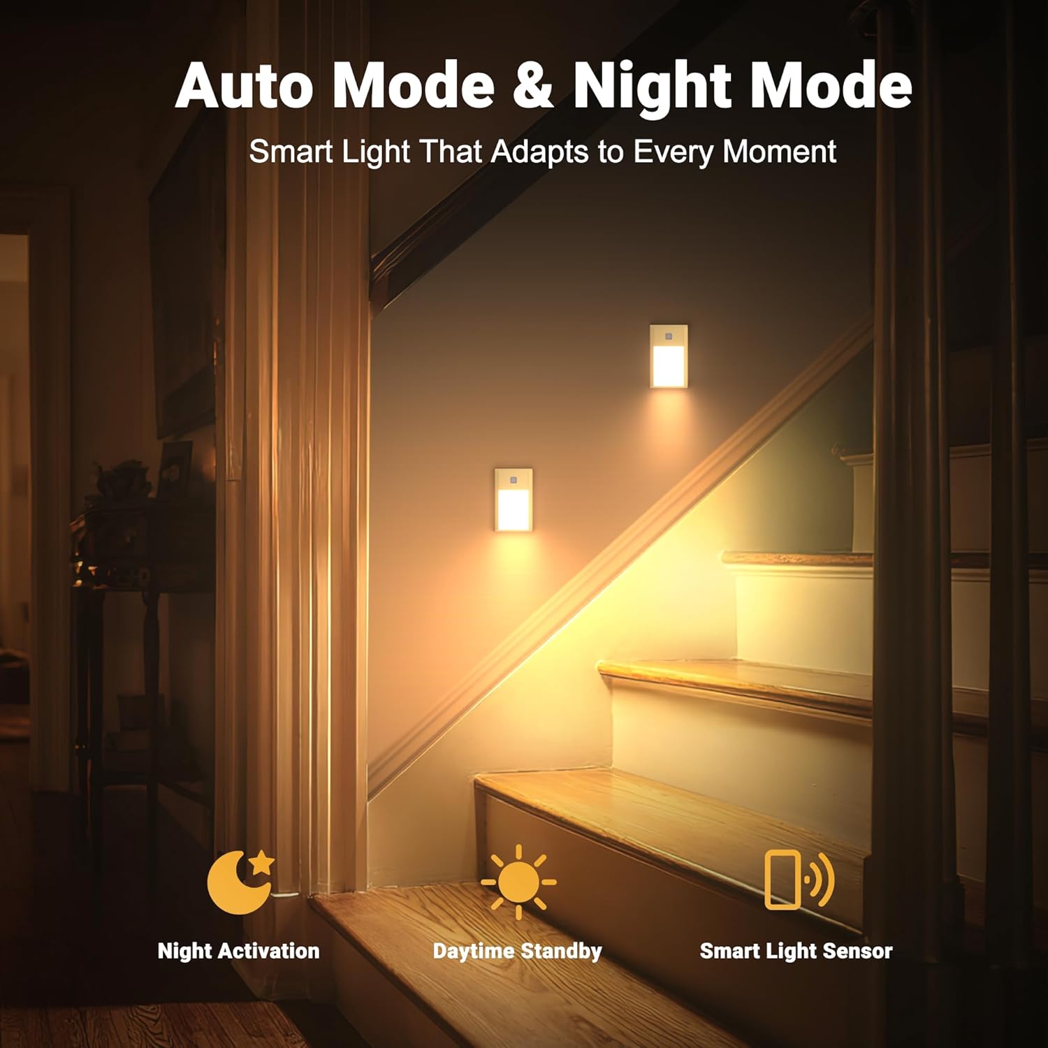 Rechargeable Motion Sensor Night Lights, Brushed Gold Aluminum Alloy, Ultra-Compact Magnetic Mount, 3000K Warm White Glow, Ideal for Hallways, Bedrooms, Stairs & Nightly Use 4 Pack