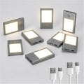 Rechargeable Motion Sensor Night Lights, Painted Grey Aluminum Alloy, Ultra-Compact Magnetic Mount, 3000K Warm White Glow, Ideal for Hallways, Bedrooms, Stairs & Nightly Use 8 Pack
