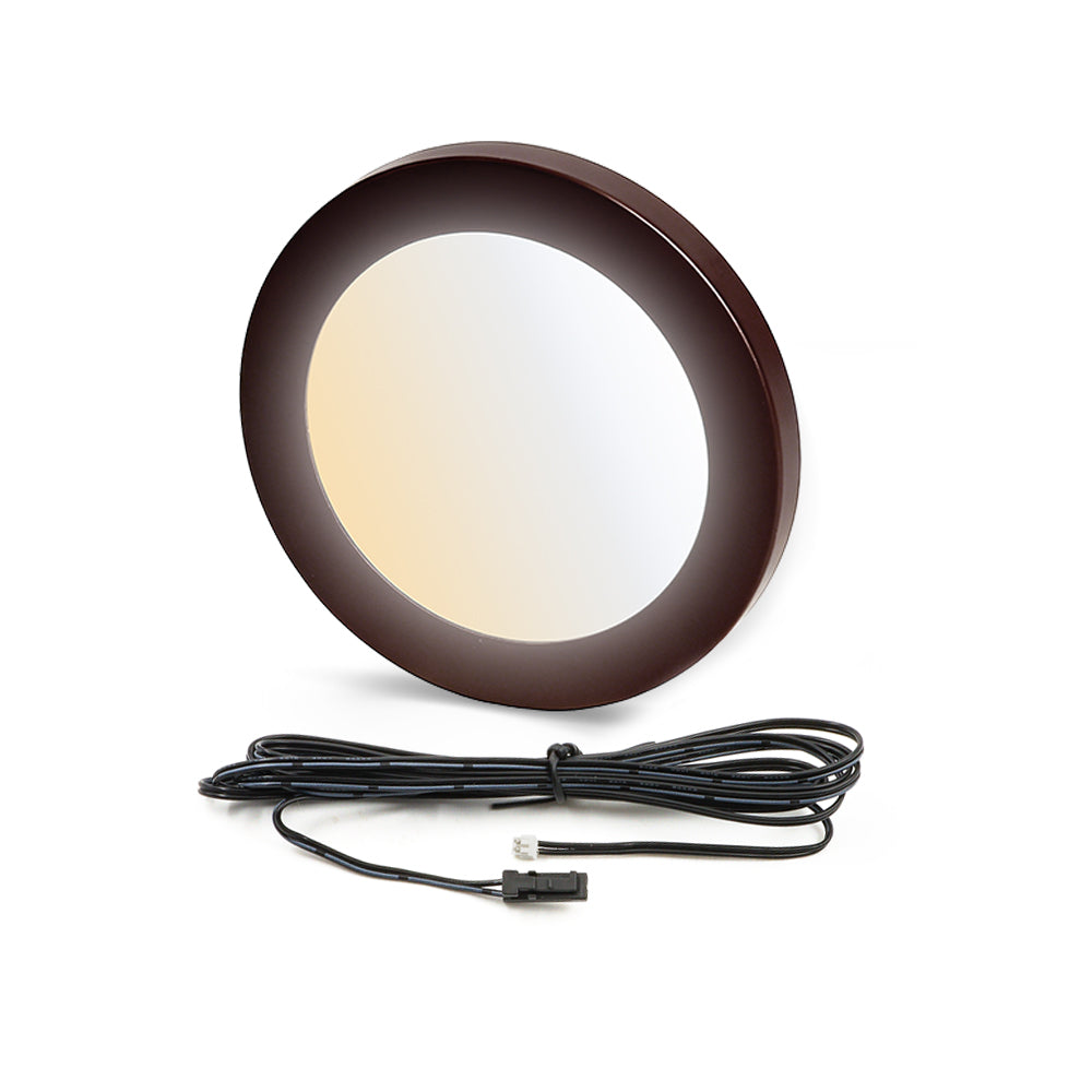 V4light LED Puck Lights, 6mm Ultra-Thin Plug in Under Cabinet Lighting with Touch Dimmer, Adjustable Color Temp(2700K-6500K), Easy Installation for Kitchen, Pantry, Closet, Bedroom (Brown)