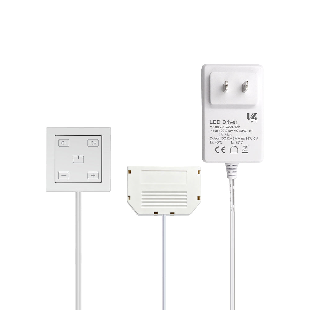 V4light Power Cord, Junction Box & Touch Dimmer Set